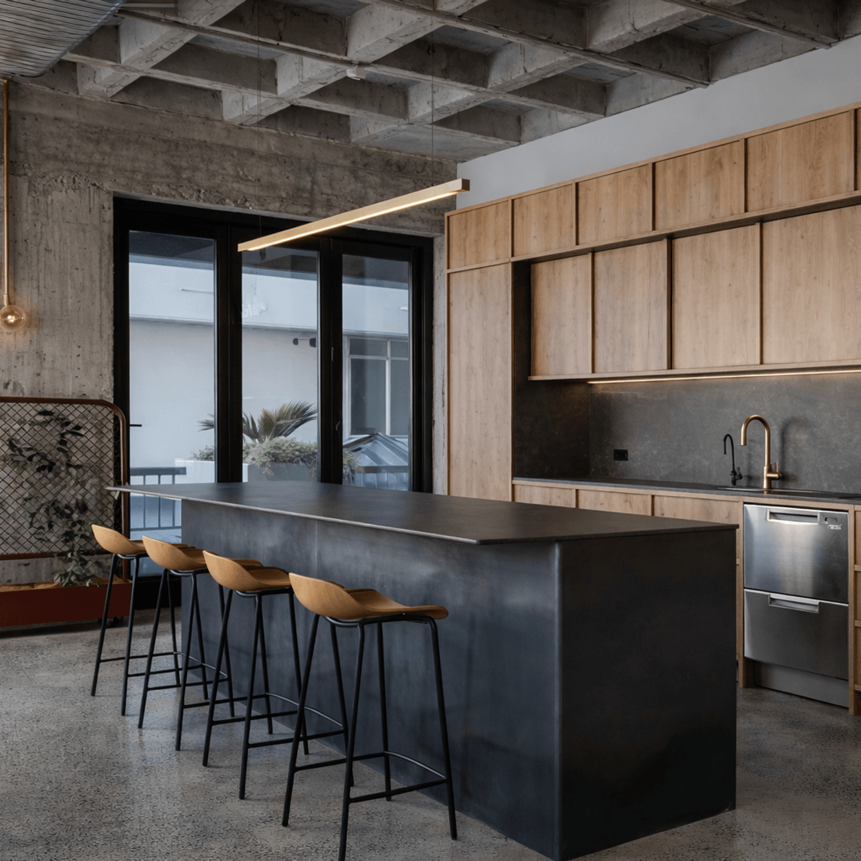 Capsühl Linear LED Pendant Brass
