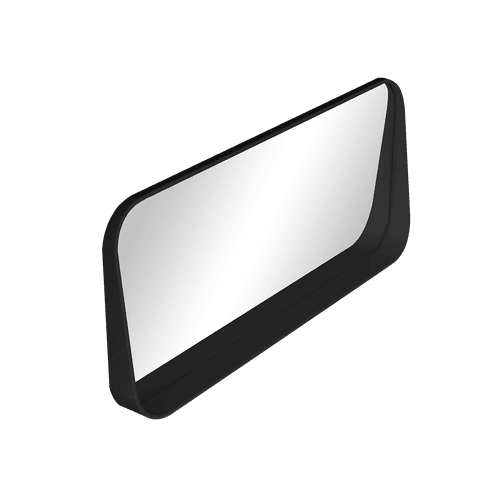 1100mm Rectangle Matte Black Mirror With Shelf