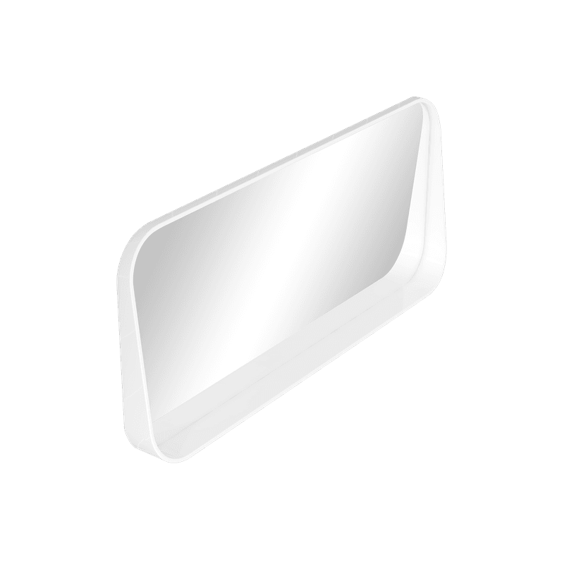 1100mm Rectangle Matte White Mirror With Shelf