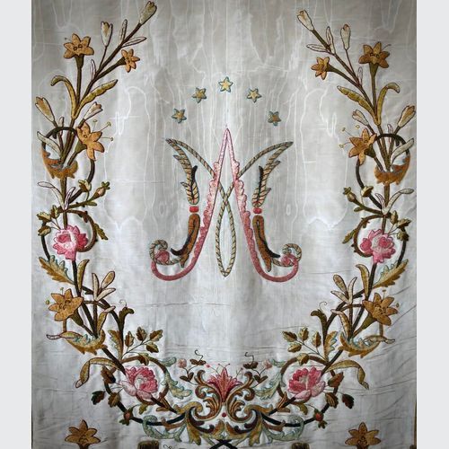 Antique French Moire Silk Processional Church Banner