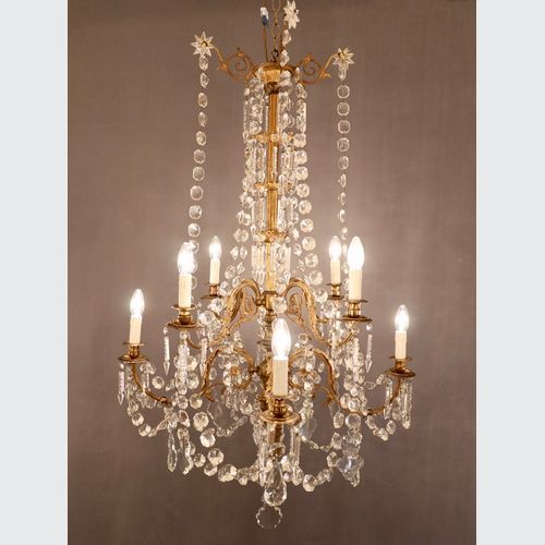 Late 19th Century Gilt Bronze And Crystal Chandelier