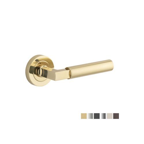 Iver Berlin Door Lever Handle on Round Rose Passage