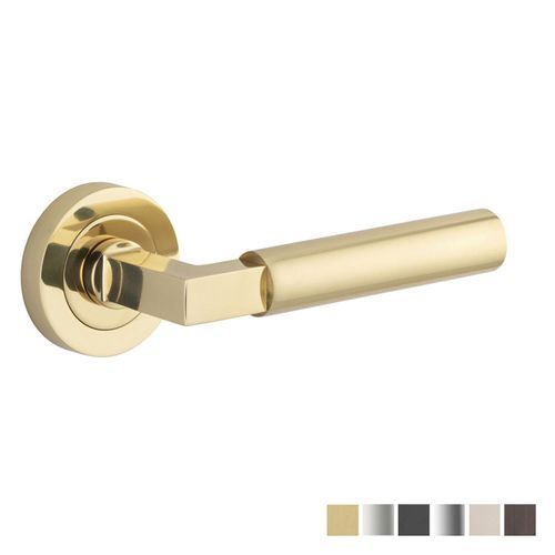 Iver Berlin Door Lever Handle on Round Rose Passage