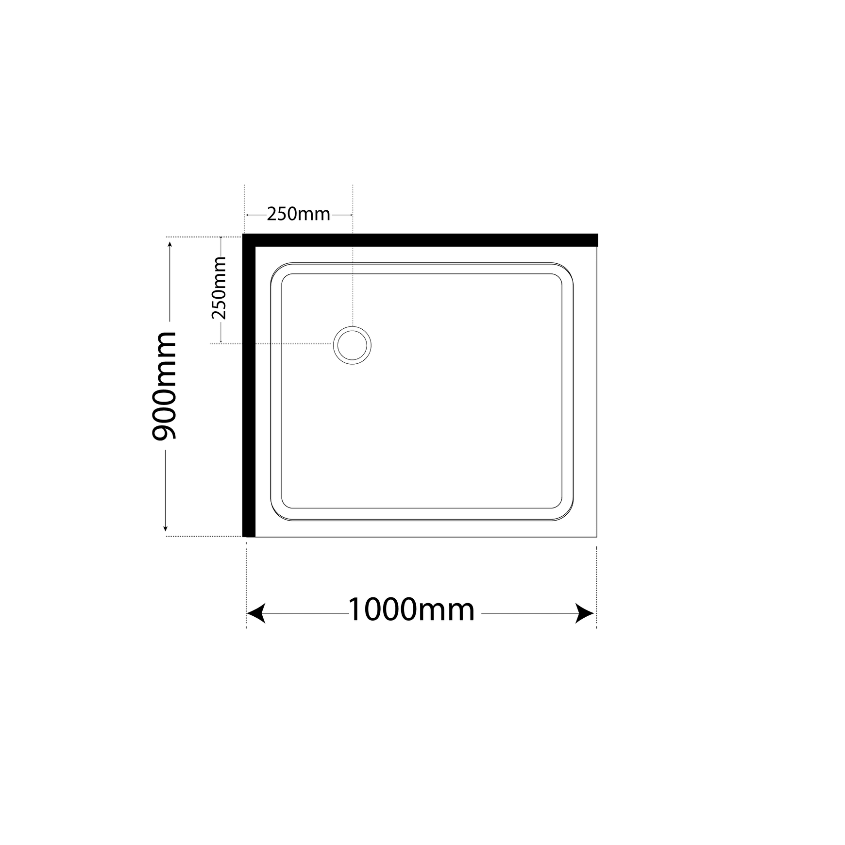 Adjustable Frameless Pivot Square 1000×900 dimensions