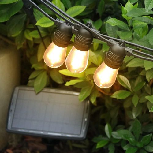 Outdoor Led Festoon String Lights - 10m Warm White Solar Powered