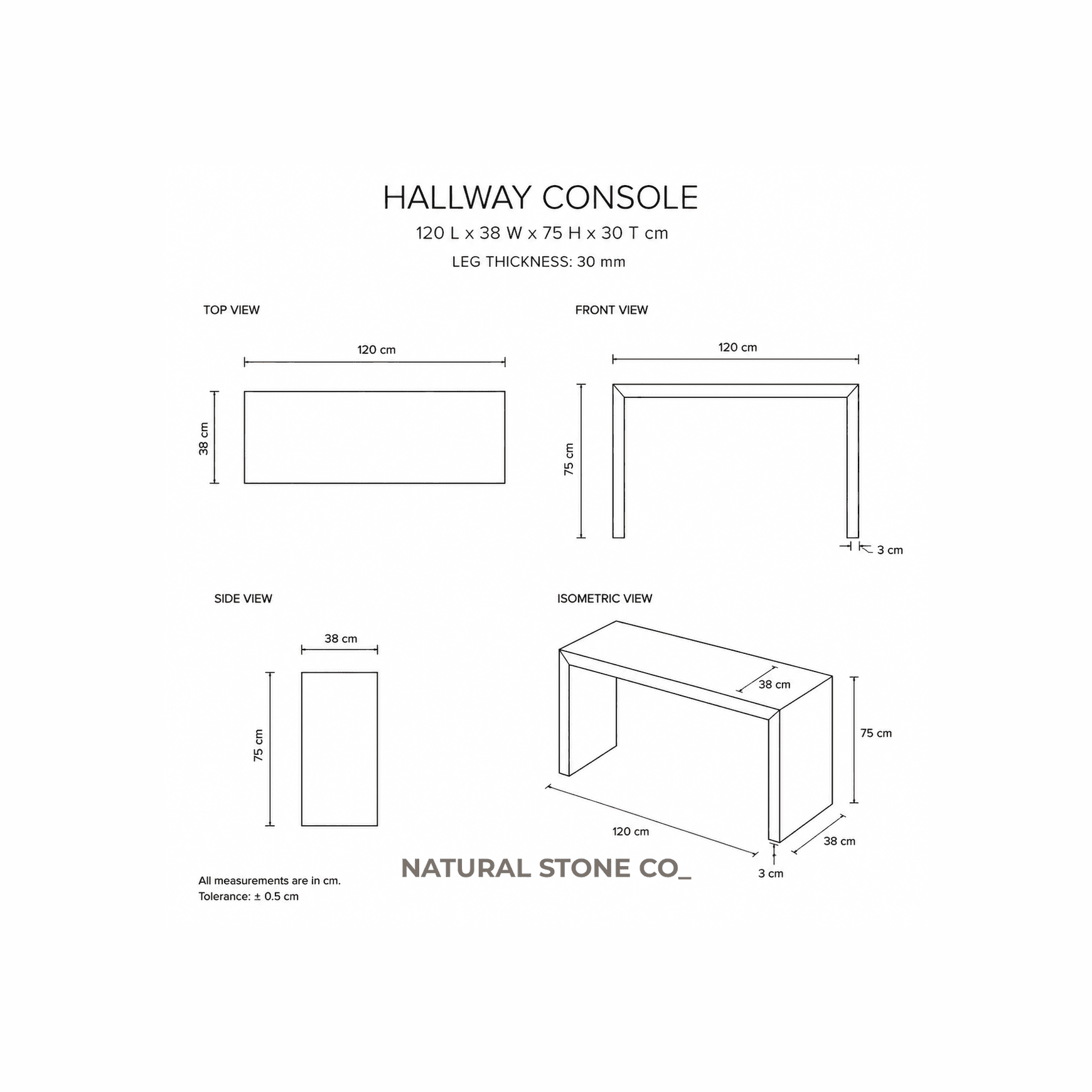 Waterfall Hallway Console - Tiramisu Marble