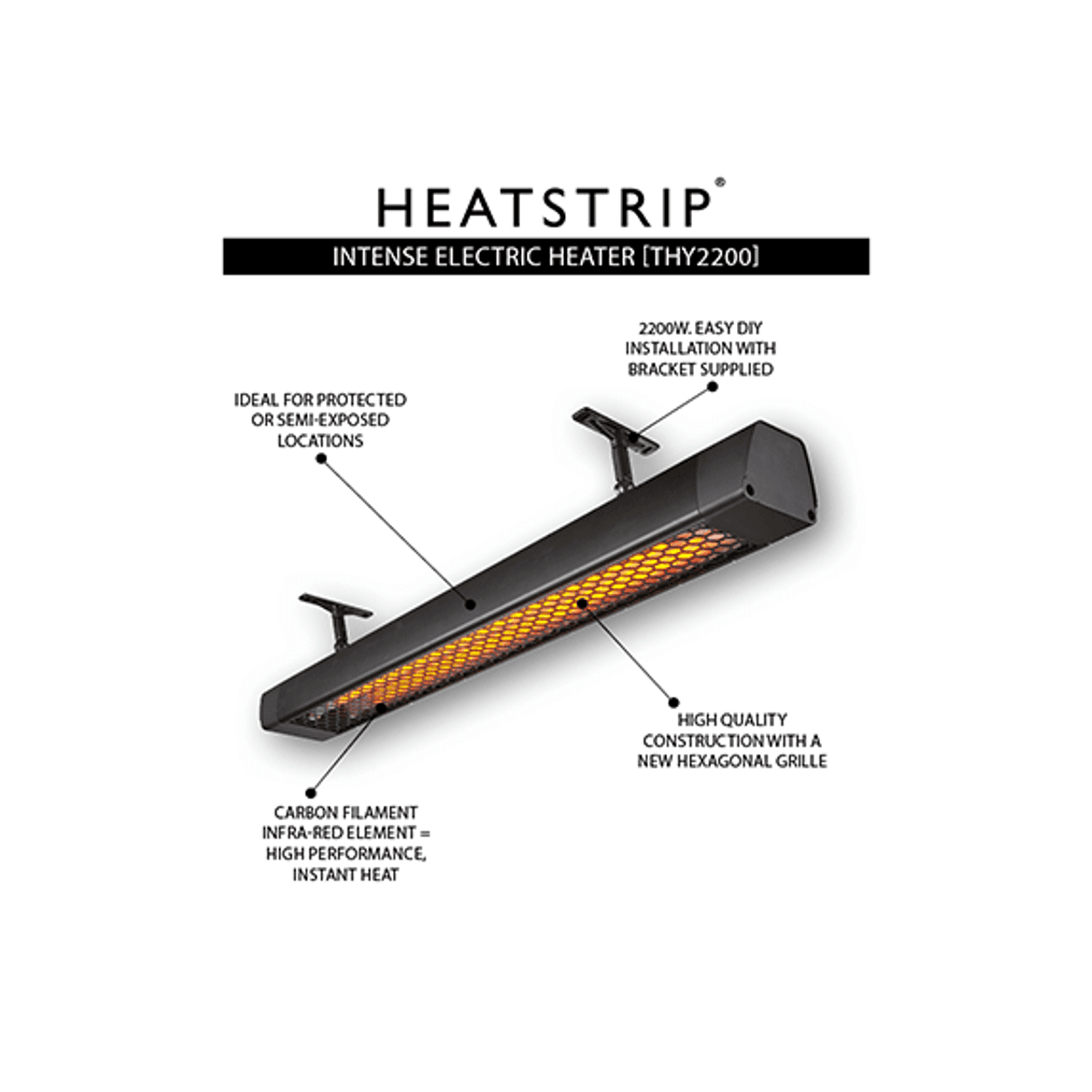 HEATSTRIP Intense Heater Black 2200w