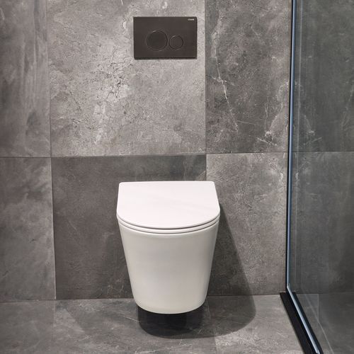 CODE PURE TYPHOON WALL HUNG TOILET SUITE x GUNMETAL BUTTON