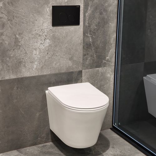 CODE Pure Typhoon Wall Hung Toilet Suite X Matte Black Button