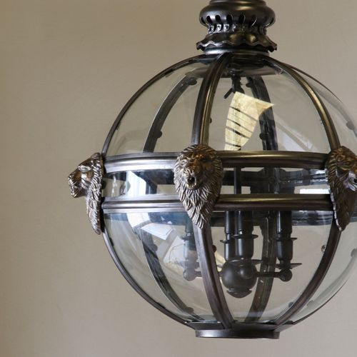 Lion Globe Lantern | Pewter