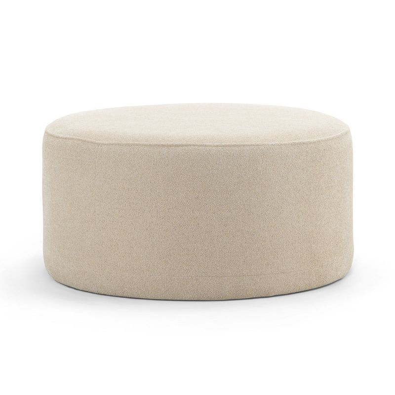 Halle Medium Round Ottoman Pouf | Sand Beige