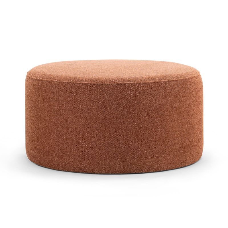 Halle Medium Round Ottoman Pouf | Rust Orange