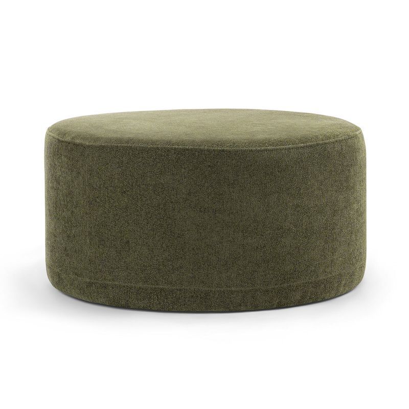 Halle Medium Round Ottoman Pouf | Wattle Green