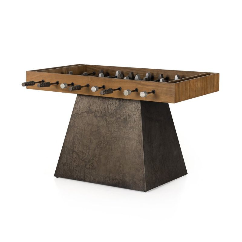 Foosball Table In Aged Metal and Natural Brown Guanacaste