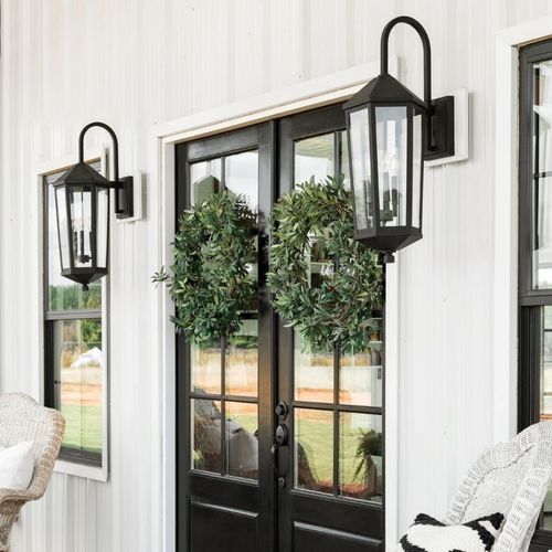 Landon 3 Light Outdoor Wall Lantern - Medium in Black