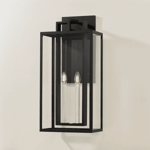 Robertson 2 Light Outdoor Wall Lantern - Large in Textured Black