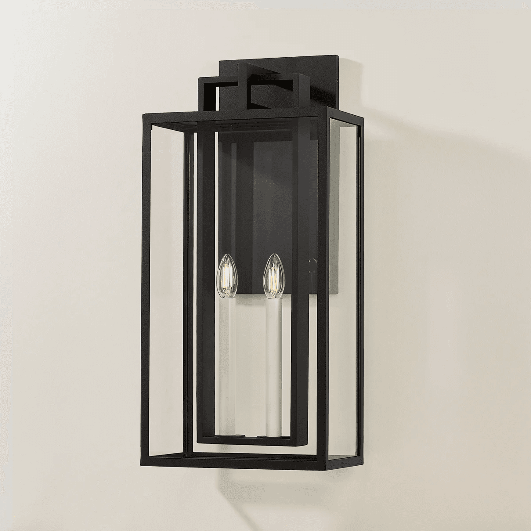 Robertson 2 Light Outdoor Wall Lantern - Large in Textured Black