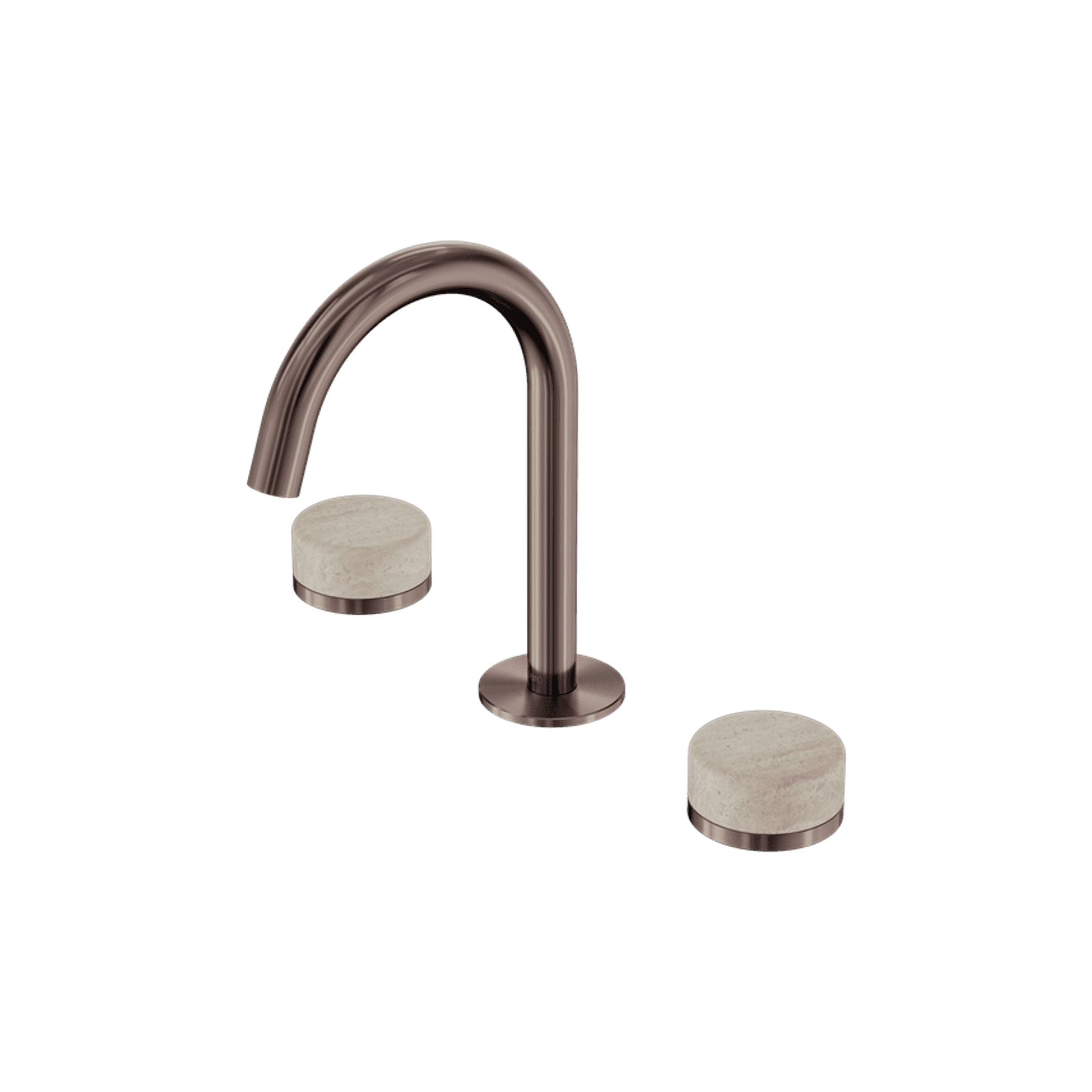 Serenity Basin Set Arc Spout With Rome Travertine Handle Brushed Bronze
