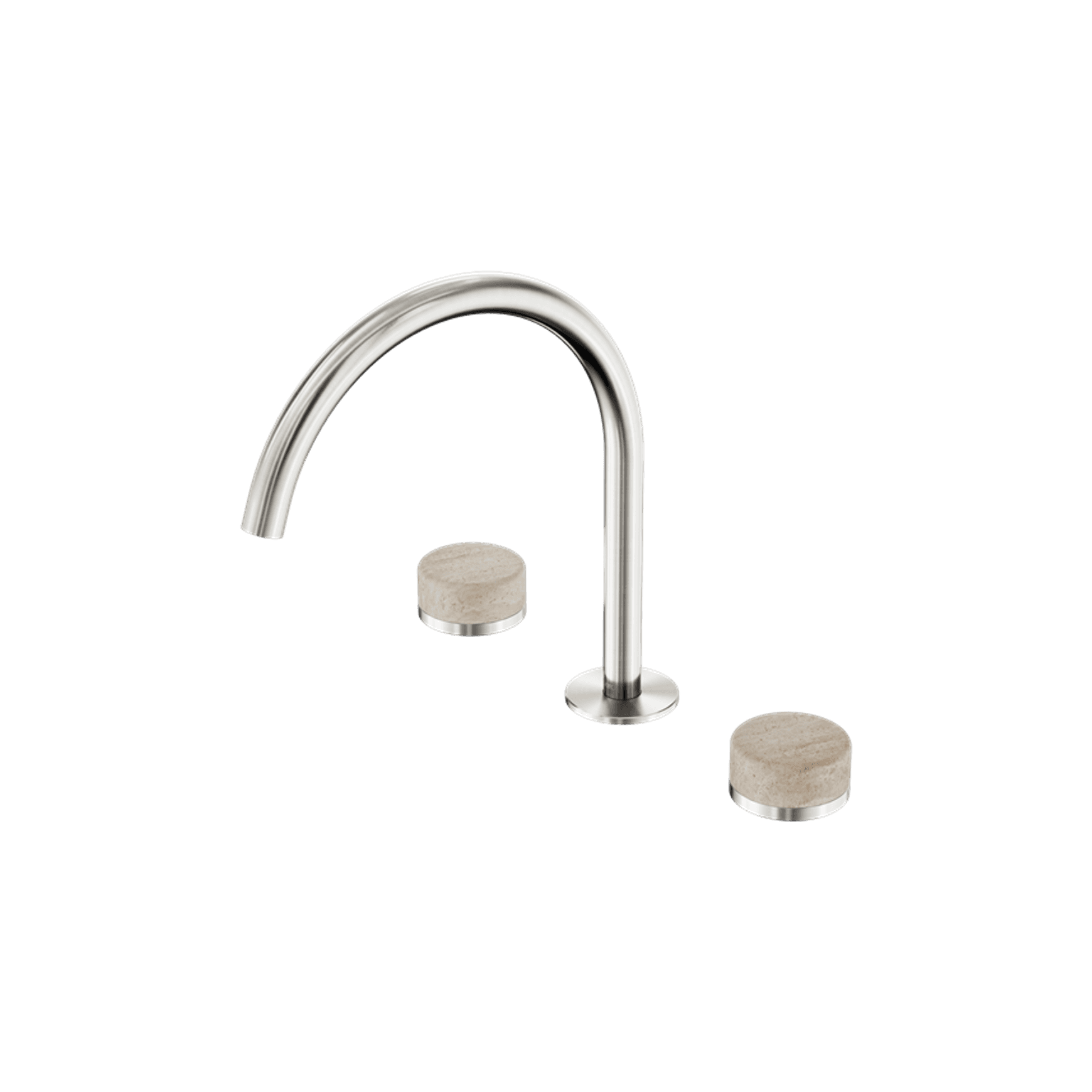 Serenity Bath/Kitchen Set Arc Spout With Rome Travertine Handle Brushed Nickel