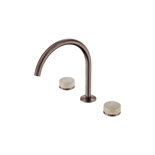 Serenity Bath/Kitchen Set Arc Spout With Rome Travertine Handle Brushed Bronze