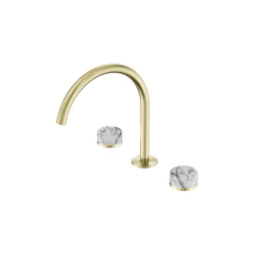 Serenity Bath/Kitchen Set Arc Spout With Arabescato Corchia Handle Brushed Gold