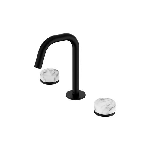 Serenity Basin Set Edge Spout With Arabescato Corchia Handle Matte Black