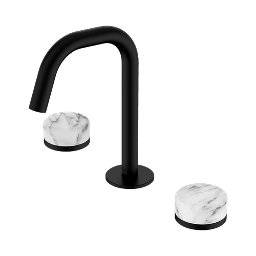Serenity Basin Set Edge Spout With Arabescato Corchia Handle Matte Black