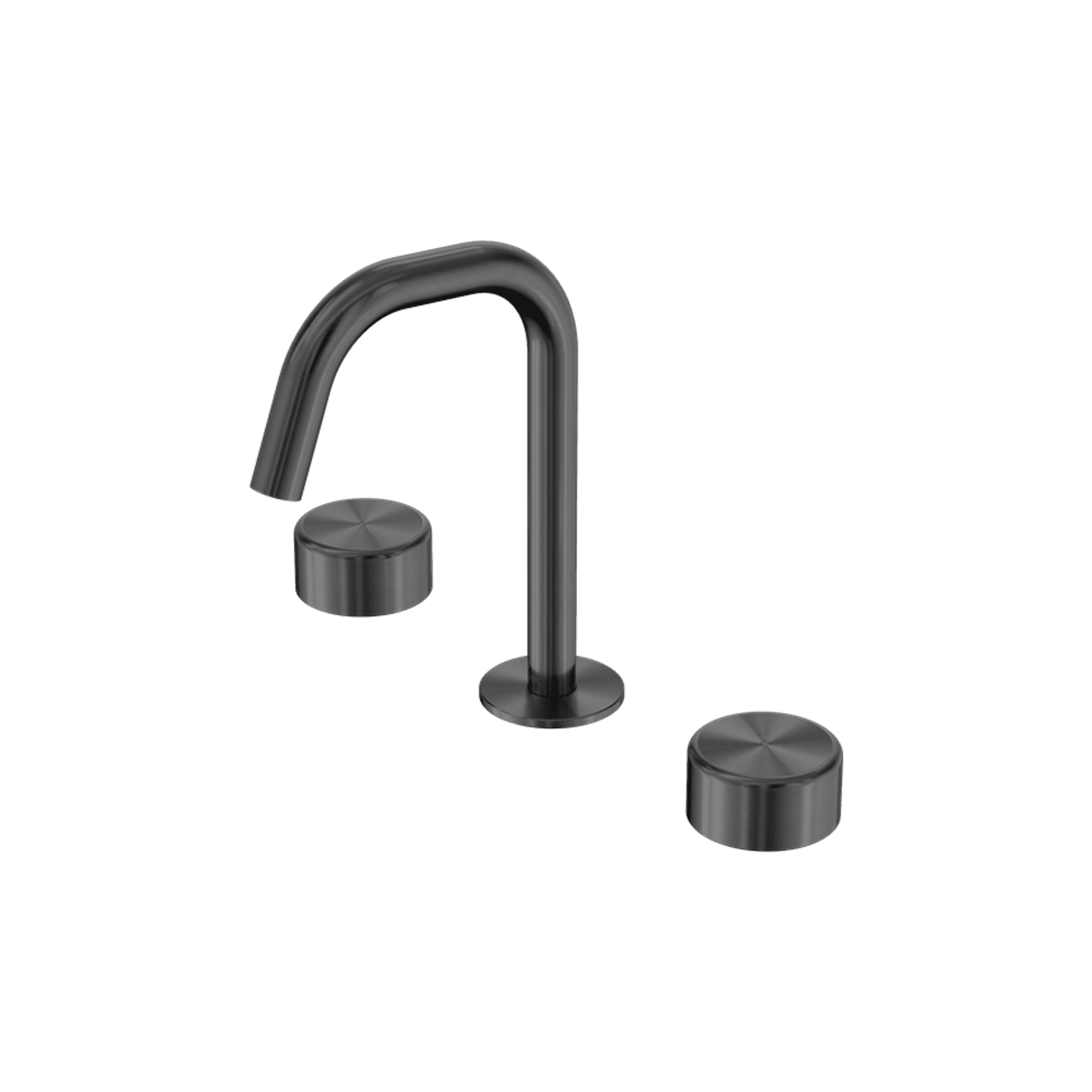 Serenity Basin Set Edge Spout With Metal Handle Gun Metal