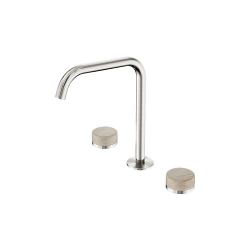 Serenity Bath/Kitchen Set Edge Spout With Rome Travertine Handle Brushed Nickel