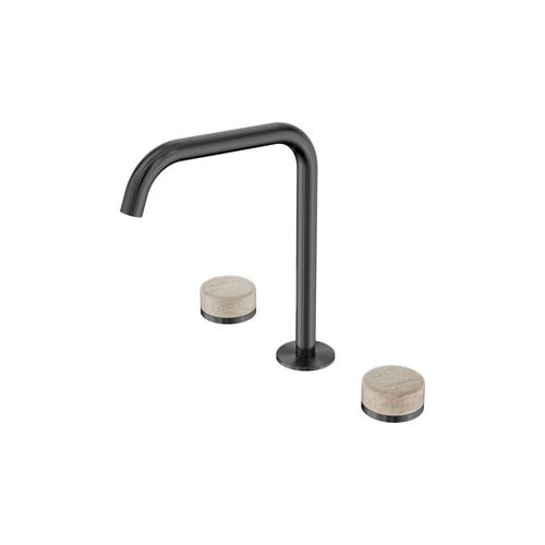 Serenity Bath/Kitchen Set Edge Spout With Rome Travertine Handle Gun Metal