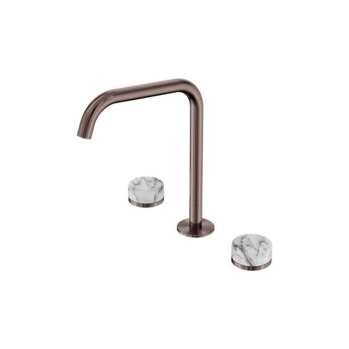Serenity Bath/Kitchen Set Edge Spout With Arabescato Corchia Handle Brushed Bronze