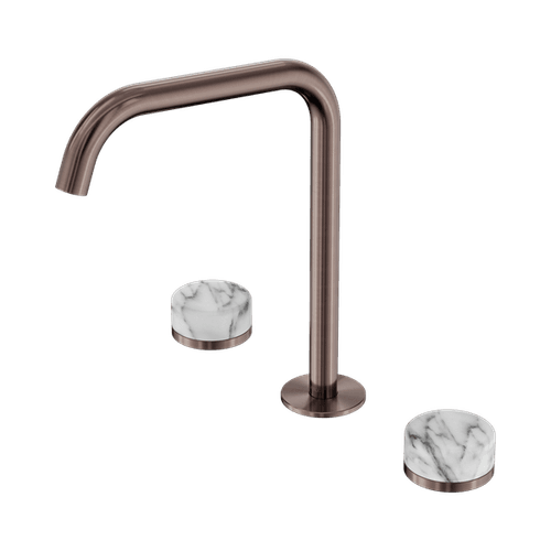Serenity Bath/Kitchen Set Edge Spout With Arabescato Corchia Handle Brushed Bronze