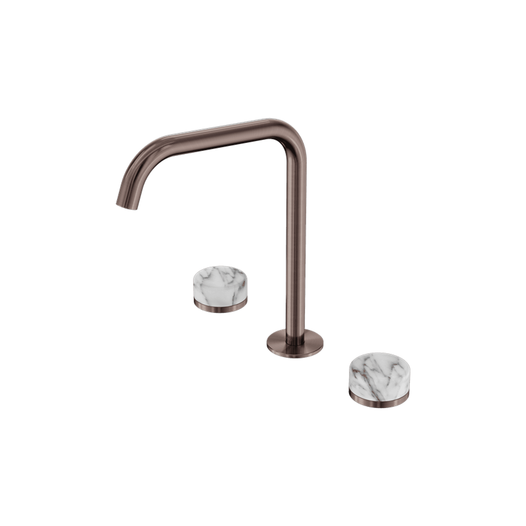 Serenity Bath/Kitchen Set Edge Spout With Arabescato Corchia Handle Brushed Bronze
