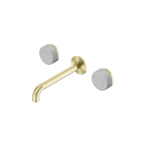 Serenity Wall Basin Set 220mm Spout With Carrara Handle Brushed Gold
