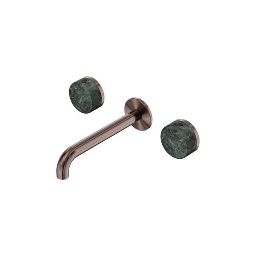 Serenity Wall Basin Set 160mm Spout With Verde Alpi Handle Brushed Bronze