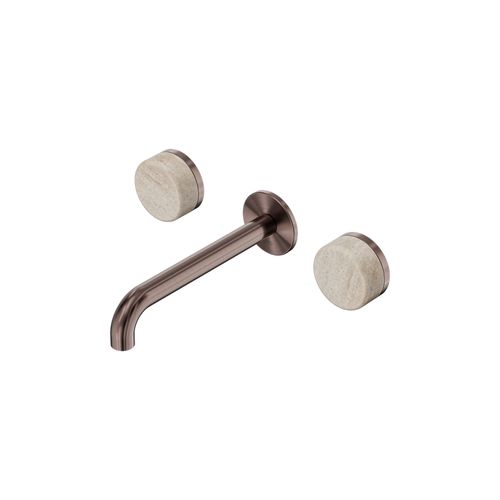 Serenity Wall Basin Set 160mm Spout With Rome Travertine Handle Brushed Bronze