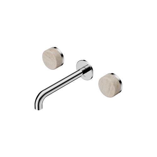 Serenity Wall Basin Set 185mm Spout With Rome Travertine Handle Chrome