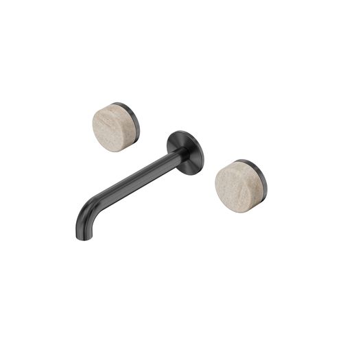 Serenity Wall Basin Set 160mm Spout With Rome Travertine Handle Gun Metal