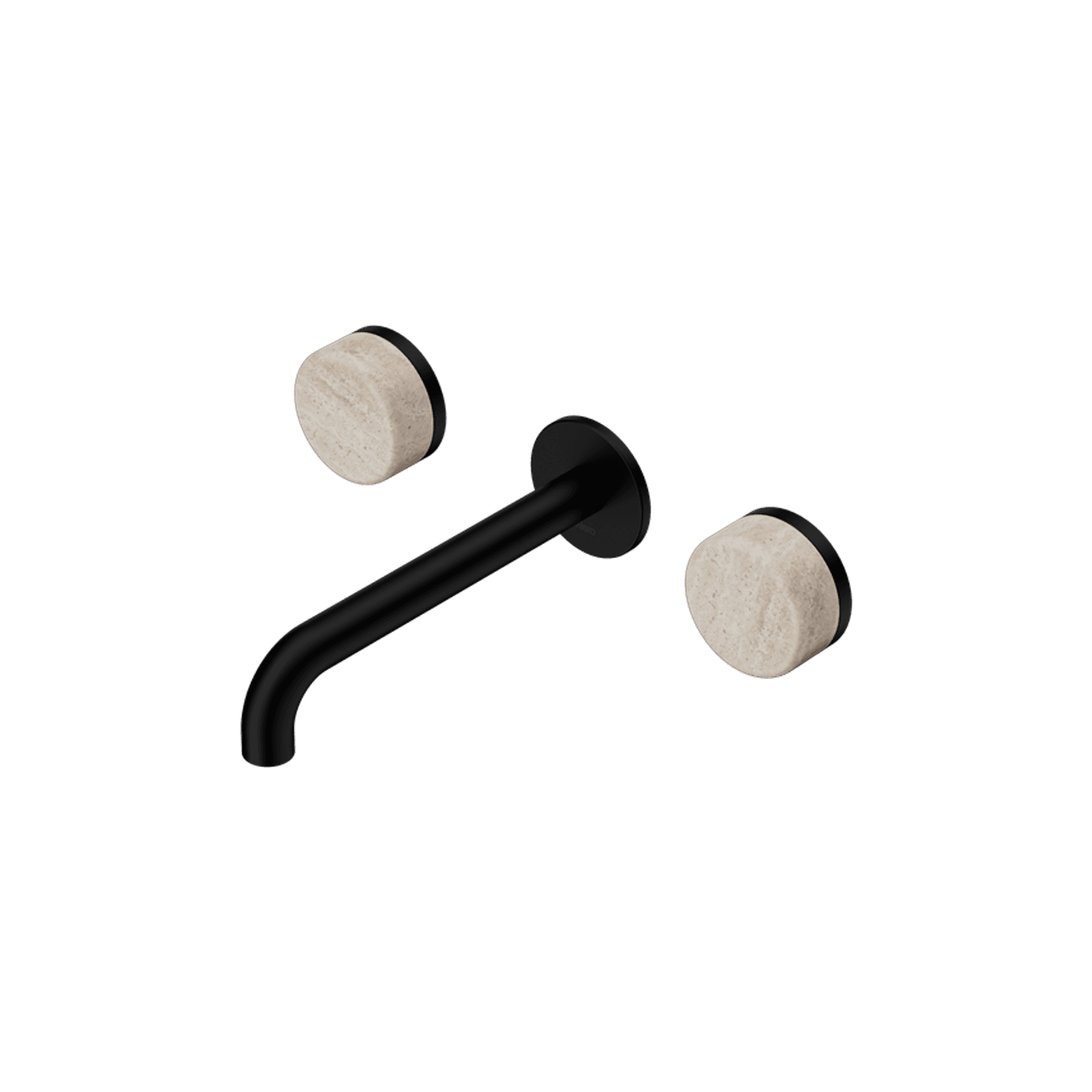 Serenity Wall Basin Set 160mm Spout With Rome Travertine Handle Matte Black