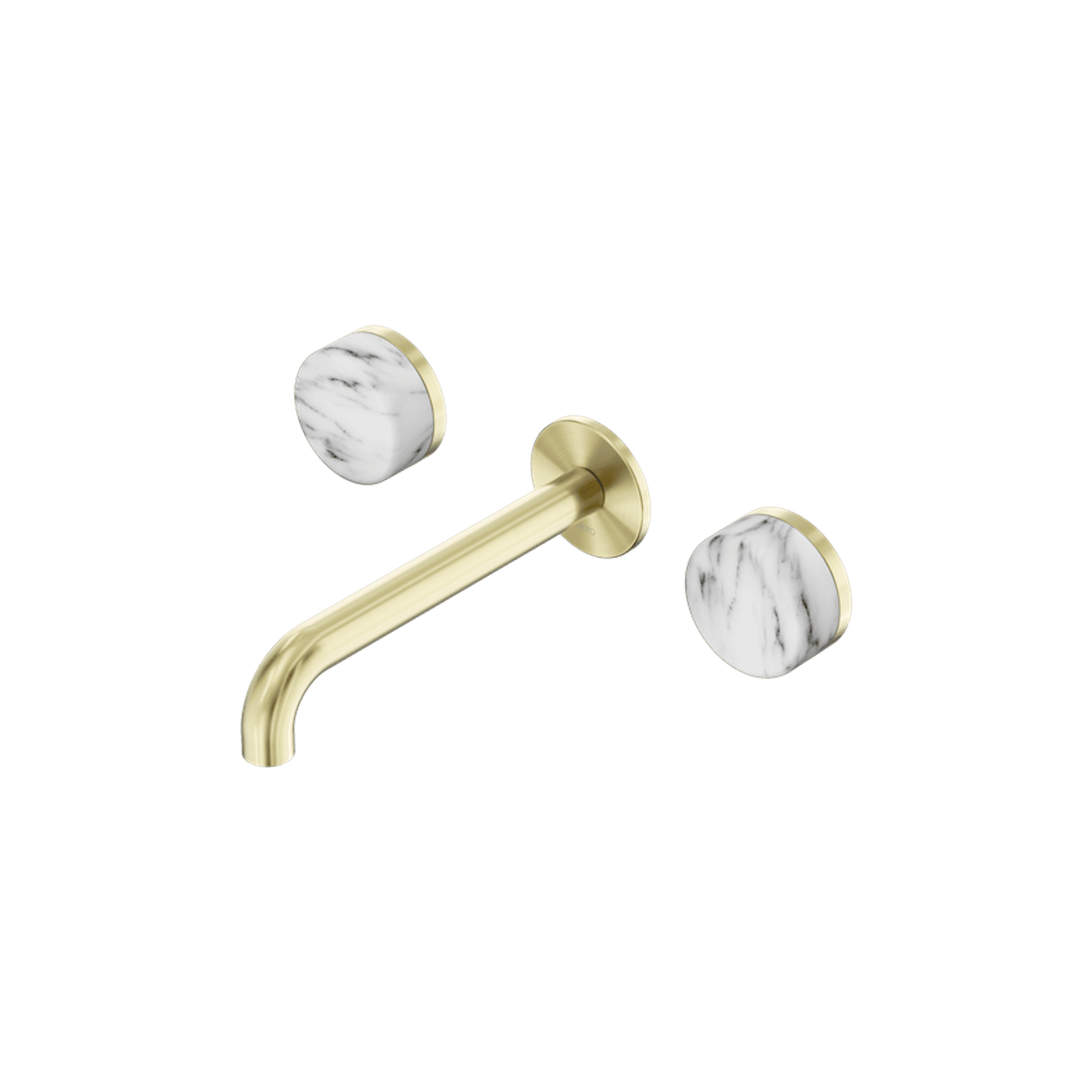 Serenity Wall Basin Set 185mm Spout With Arabescato Corchia Handle Brushed Gold