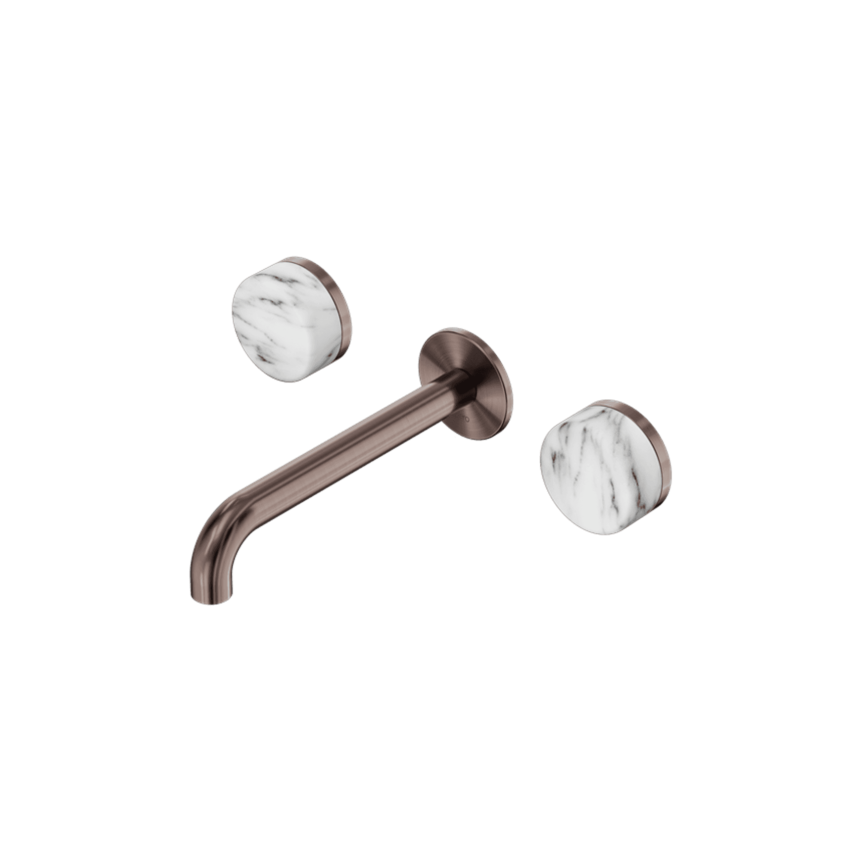 Serenity Wall Basin Set 220mm Spout With Arabescato Corchia Handle Brushed Bronze