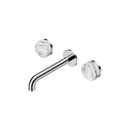 Serenity Wall Basin Set 185mm Spout With Arabescato Corchia Handle Chrome