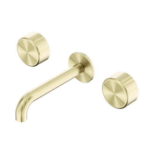 Serenity Wall Basin Set 220mm Spout With Metal Handle Brushed Gold