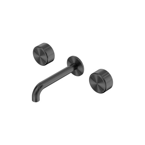 Serenity Wall Basin Set 220mm Spout With Metal Handle Gun Metal