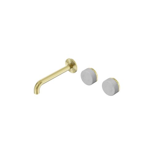 Serenity Wall Basin Set 185mm Offset Spout With Carrara Handle Brushed Gold