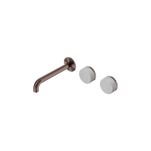Serenity Wall Basin Set 220mm Offset Spout With Carrara Handle Brushed Bronze