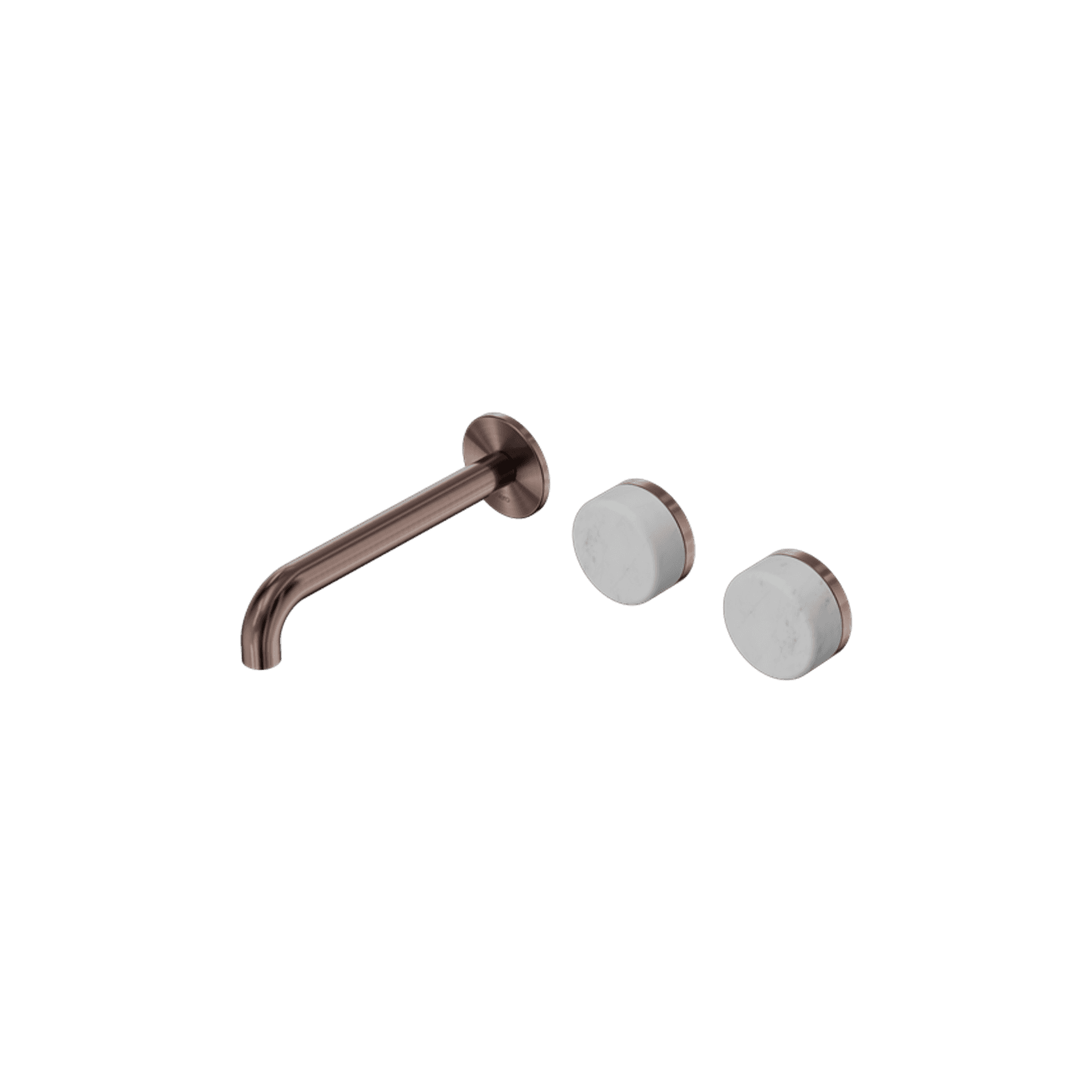 Serenity Wall Basin Set 220mm Offset Spout With Carrara Handle Brushed Bronze