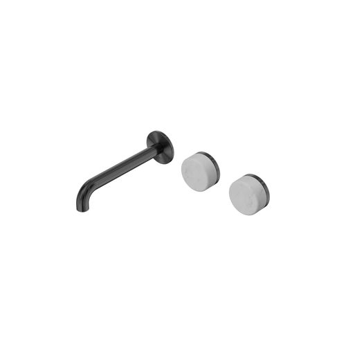 Serenity Wall Basin Set 185mm Offset Spout With Carrara Handle Gun Metal