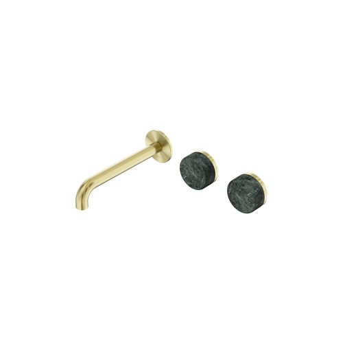 Serenity Wall Basin Set 160mm Offset Spout With Verde Alpi Handle Brushed Gold