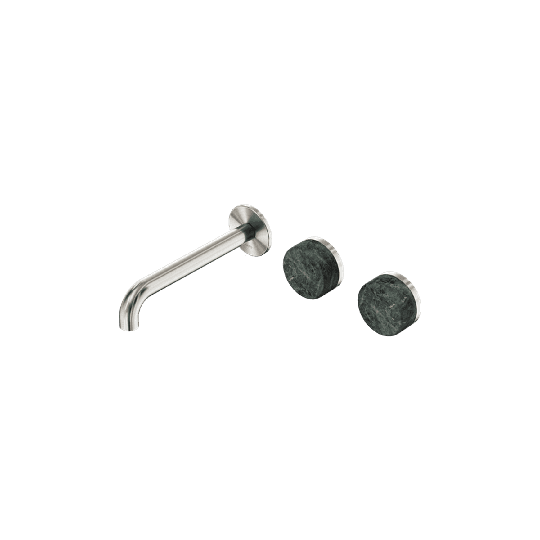 Serenity Wall Basin Set 185mm Offset Spout With Verde Alpi Handle Brushed Nickel